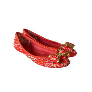 Ted Baker Red Floral Bow Ballet Flats
